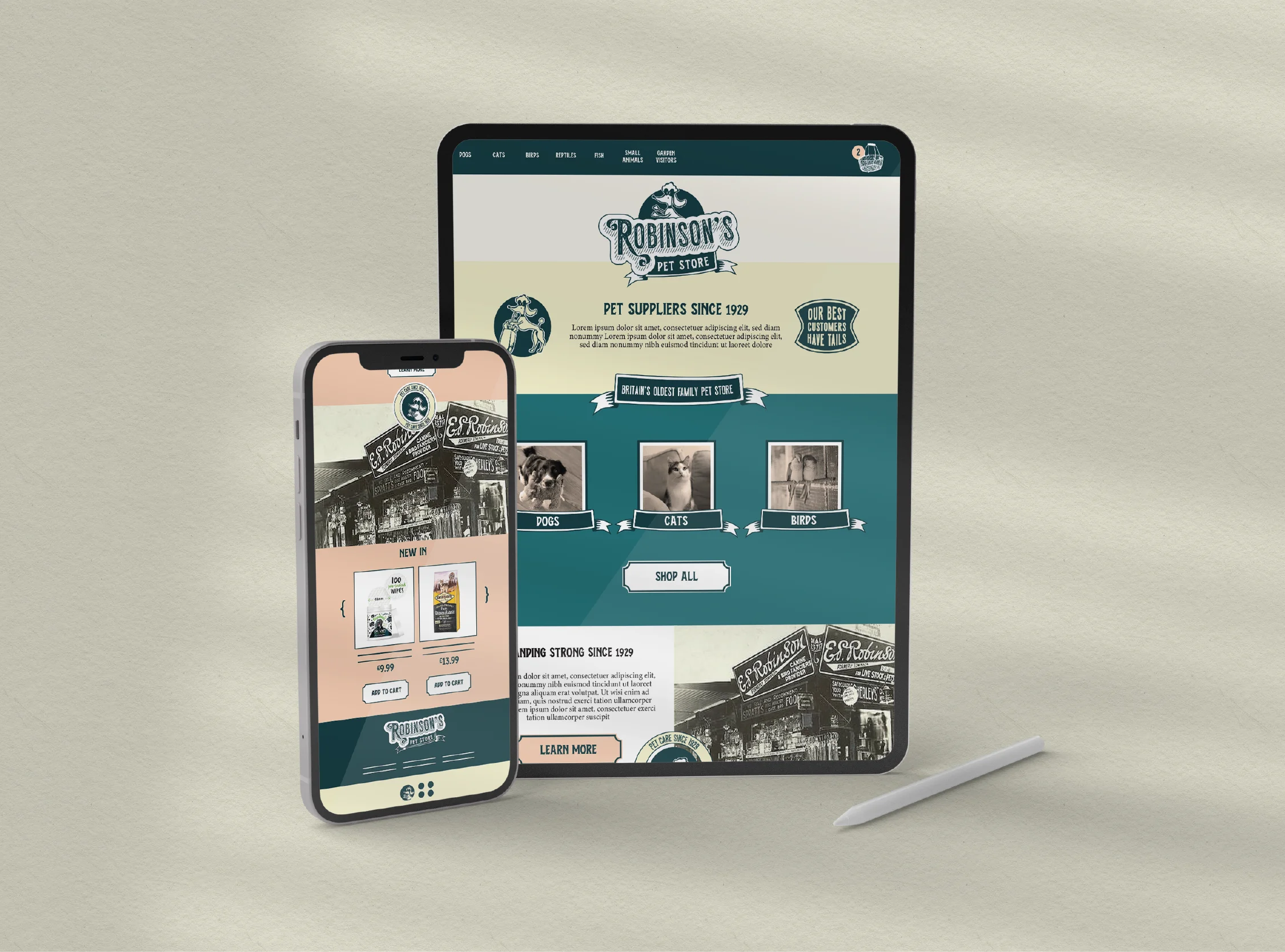 Pert store web design - heritage style online store