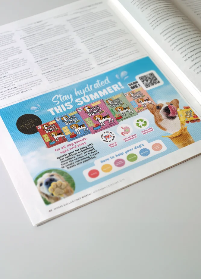 pet brand graphic design support - magazine ads