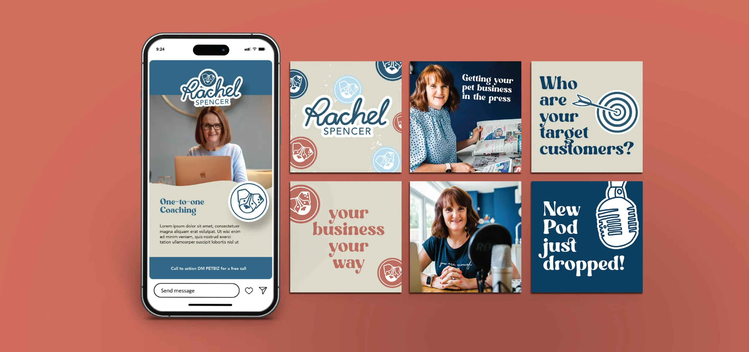 social media post design for a pet business coach