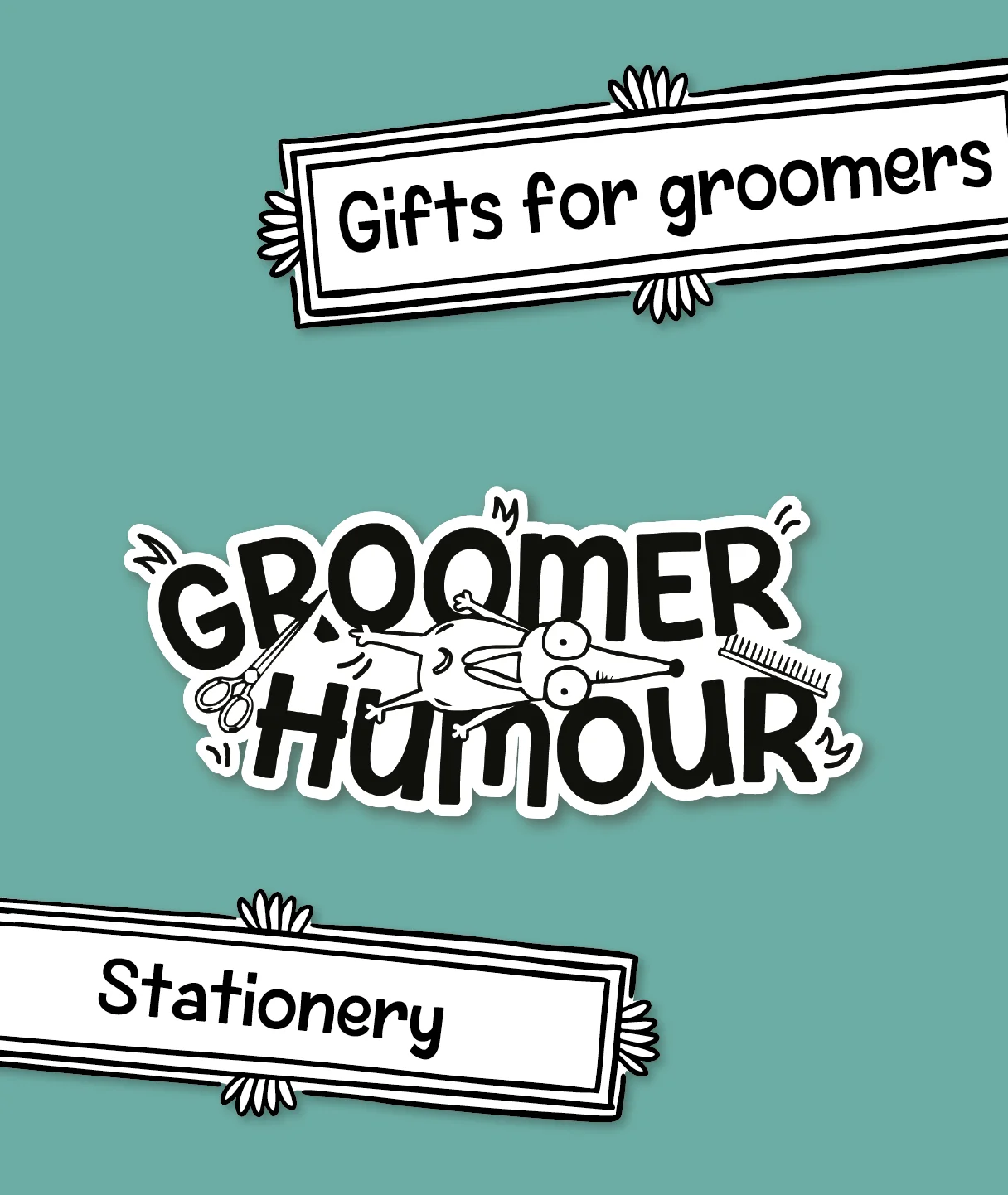 illustrated dog groomer products brand - logo suite 2