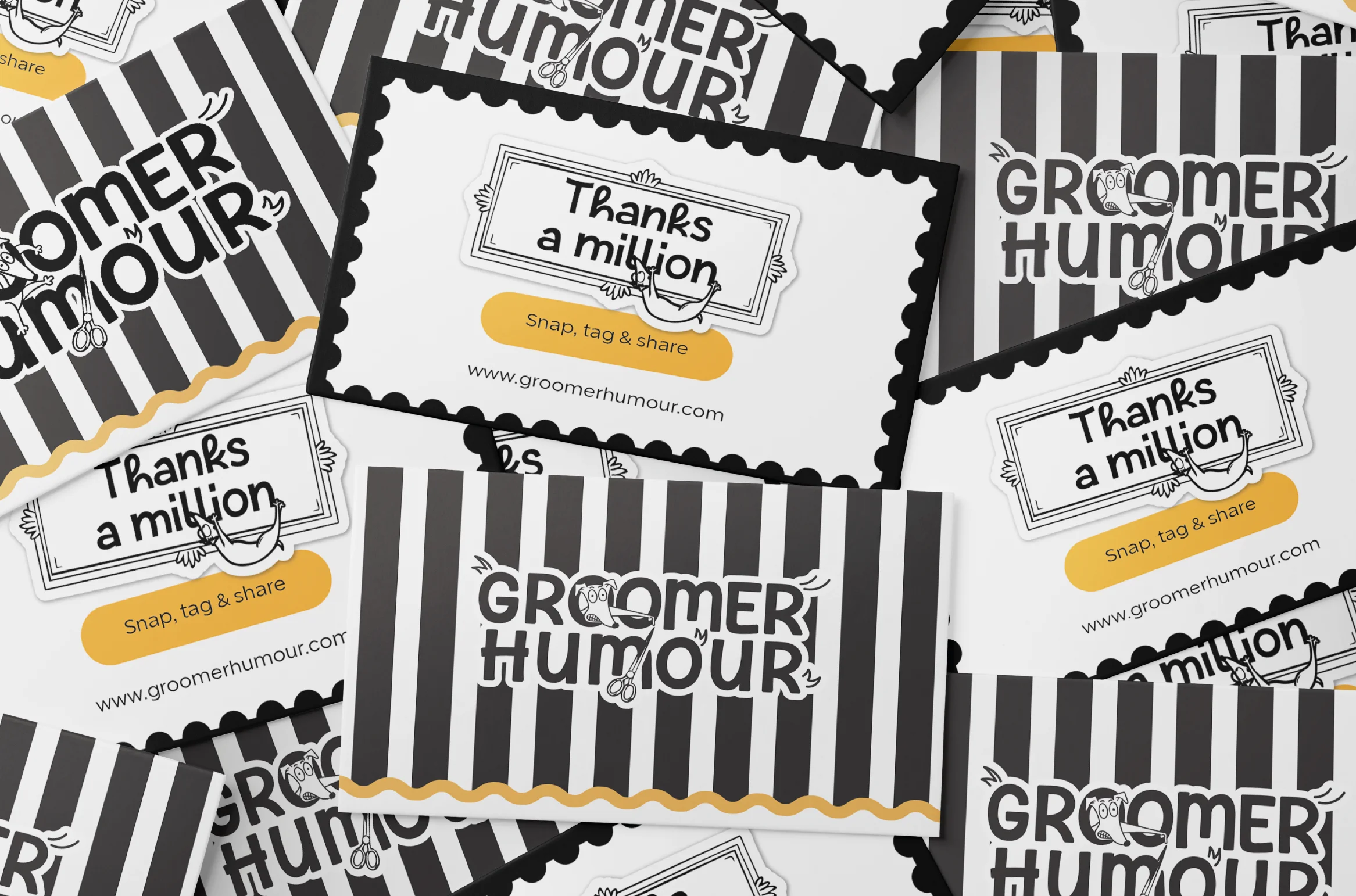 illustrated dog groomer products brand thank you