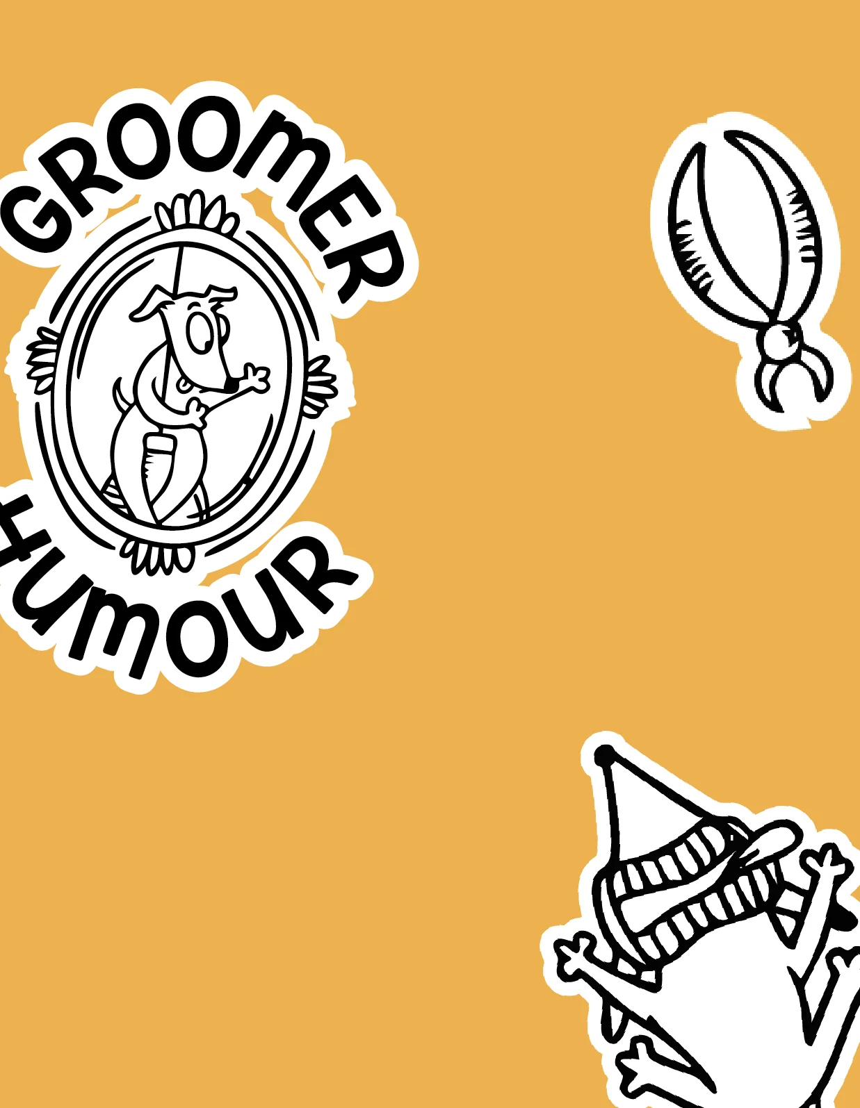 illustrated dog groomer products brand sticker 1