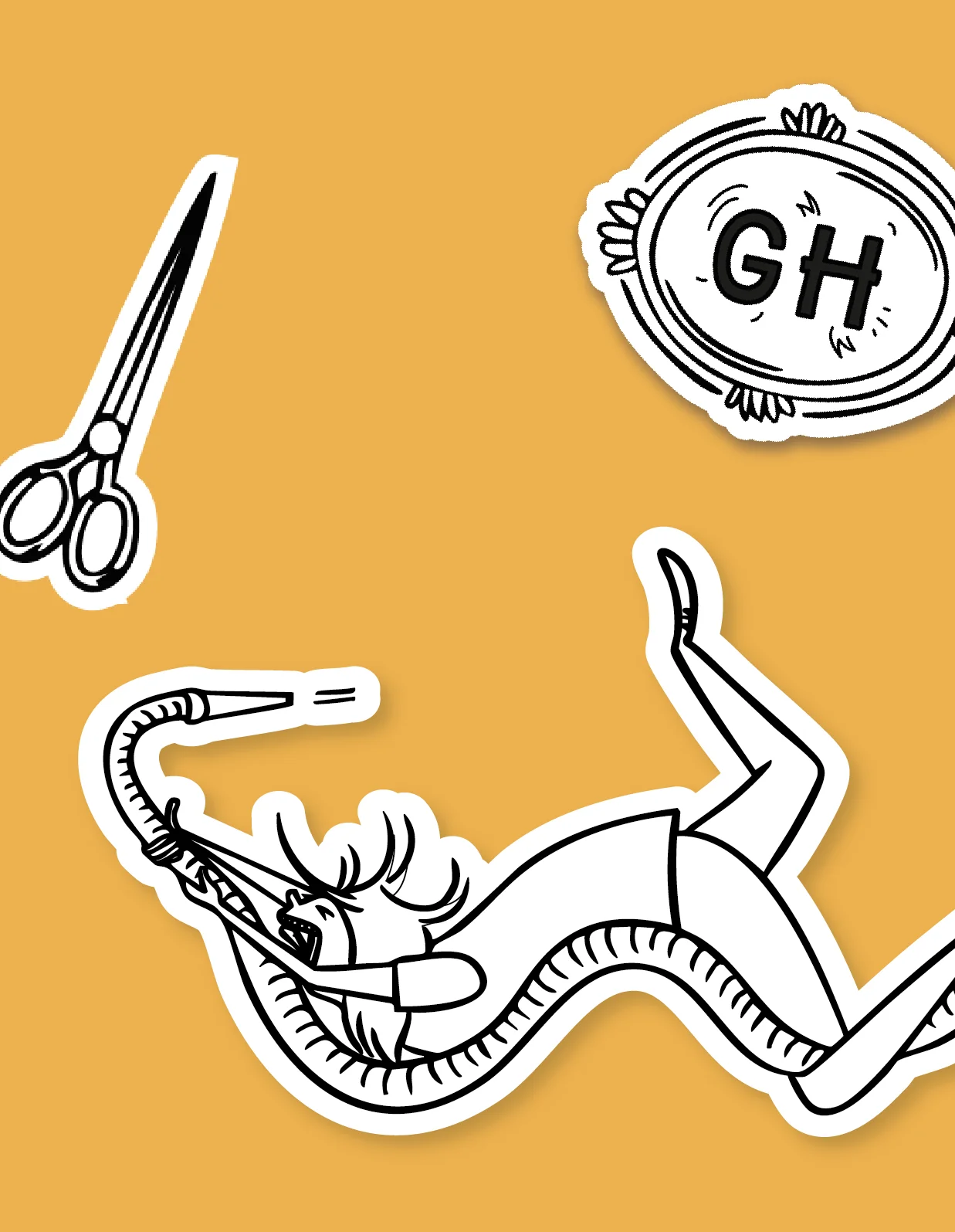 illustrated dog groomer products brand stickers 3