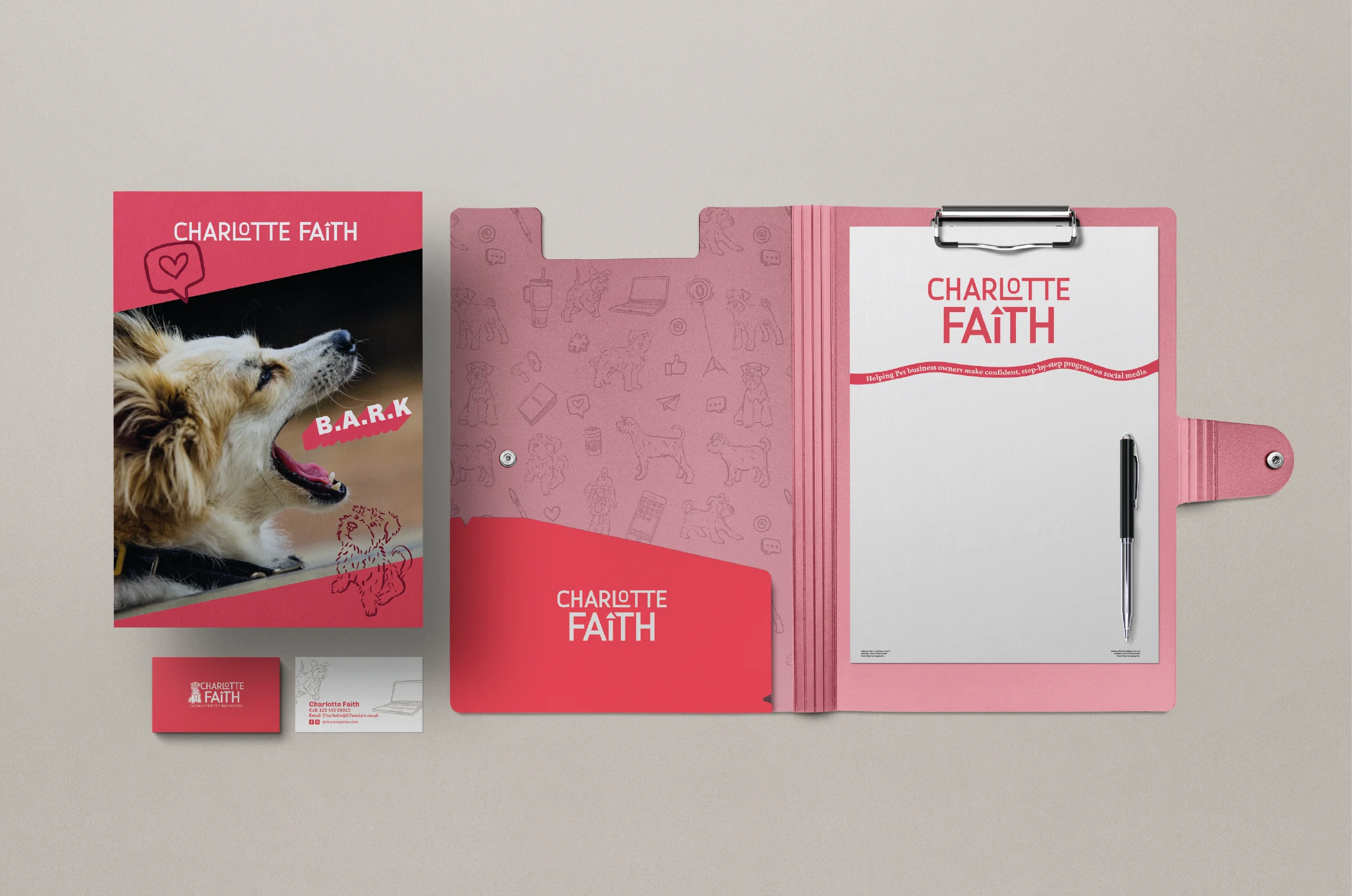 Pet industry social media branding - stationery (Bark system)