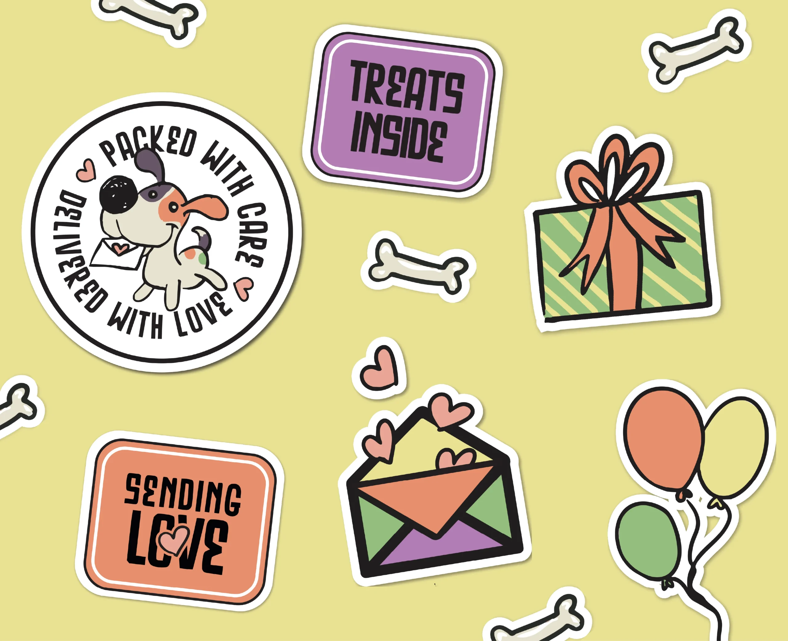 rebranding a pet gifting company - stickers