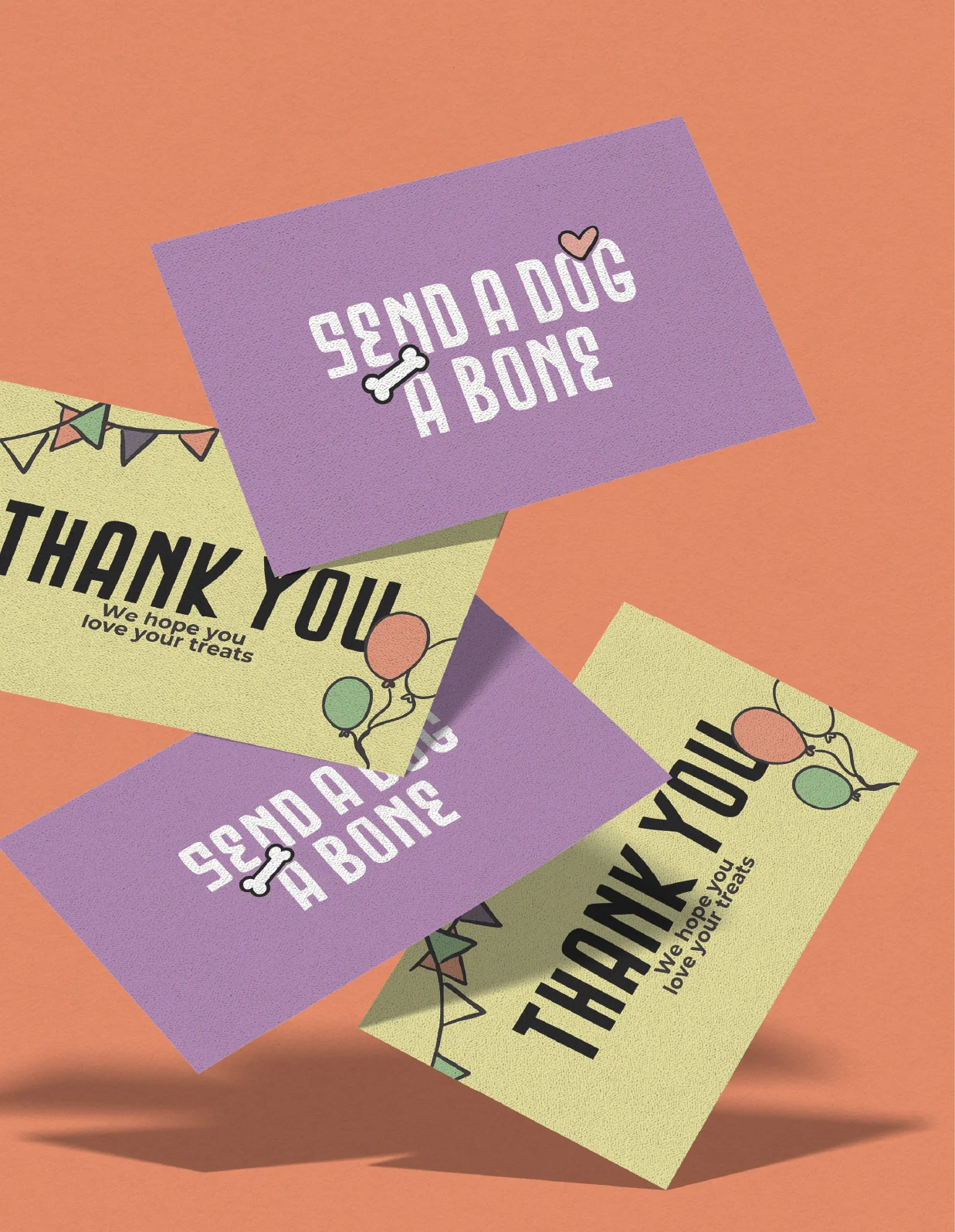 rebranding a pet gifting company thank you cards